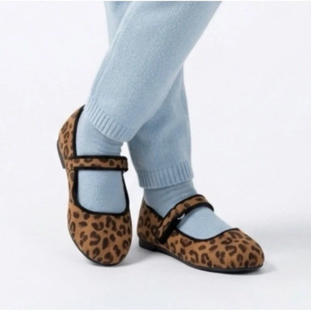 Cat & Jack Toddler Girl's Addy Leopard Print Ballet Flats Size 6 New